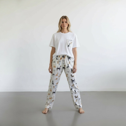 piżamy damskie Piżama Unisex bawełniana w pieski