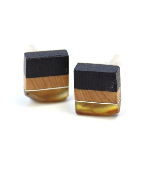 Wood&Amber Spinki Do Mankietów/ Zamówienie Maszyneria