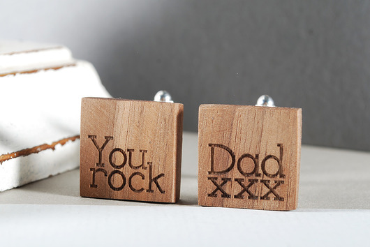 YOU ROCK - drewniane spinki mankietowe w pudełku MOODFORWOOD Studio