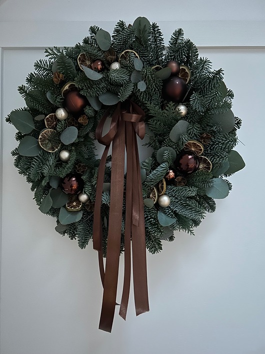 wianki bożonarodzeniowe Brązowy NATURALNY Wianek Bożonarodzeniowy na drzwi