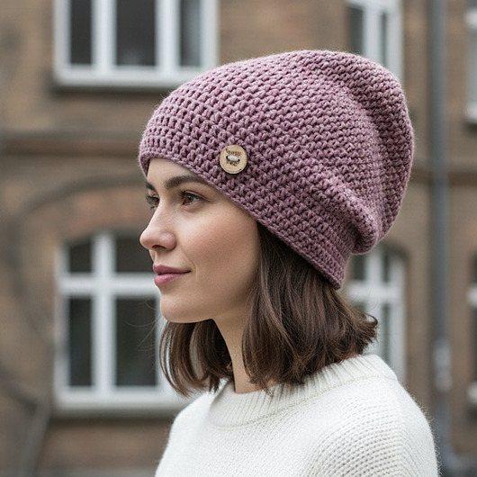 czapki damskie Czapka całoroczna przejściowa cienka bawełna s/m brudny róż