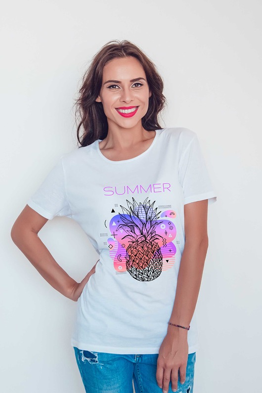 Koszulka organiczna z nadrukiem Summer pineapple ART ORGANIC