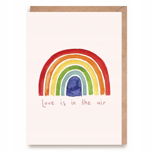kartki okolicznościowe - wydruki Kartka walentynkowa/miłosna z tęczą - "Love is in the air"