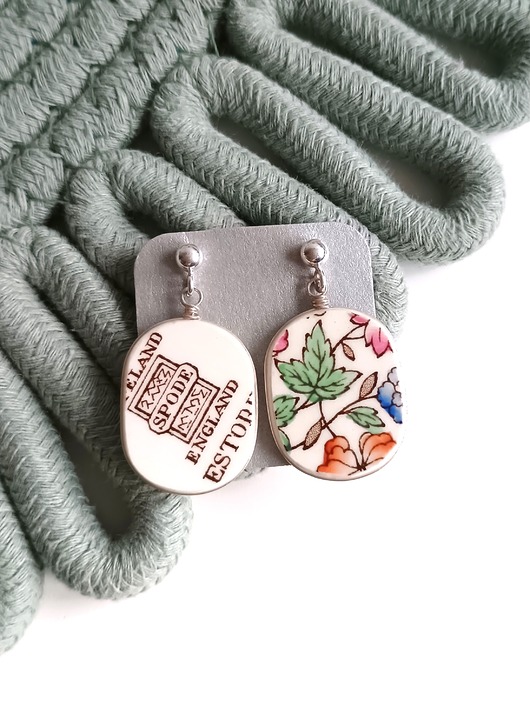 kolczyki ceramiczne Kolczyki ceramiczne w kwiaty dwustronne