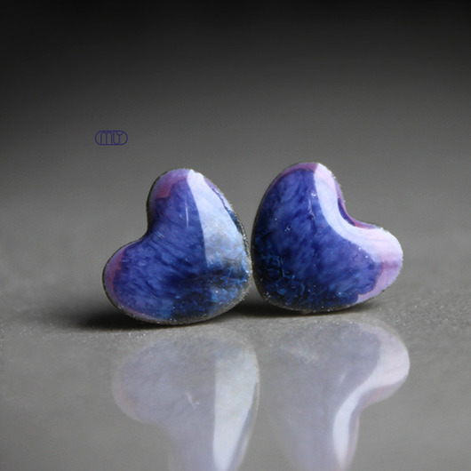 kolczyki ceramiczne Pochmurne Serca/stal chirurgiczna