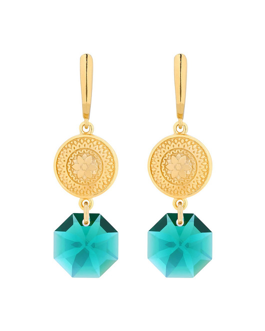 kolczyki swarovski Złote kolczyki z medalionami i SWAROVSKICRYSTAL