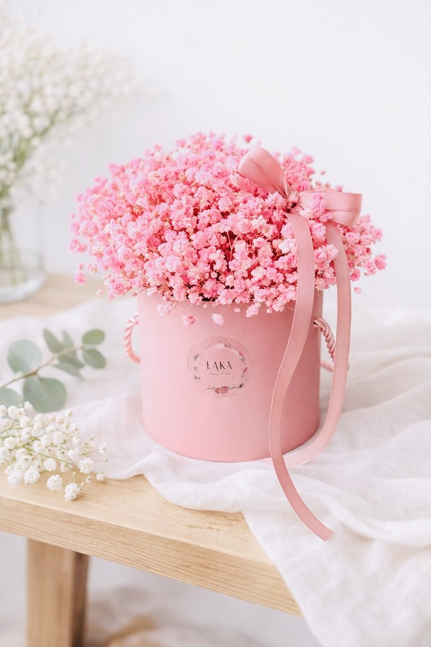 kwietniki Flowerbox gipsówka stabilizowana różowa