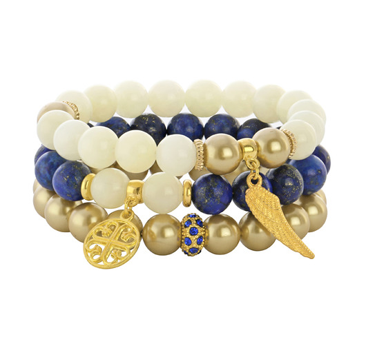 Mia 3 - cream, gold & navy blue. Lavoga