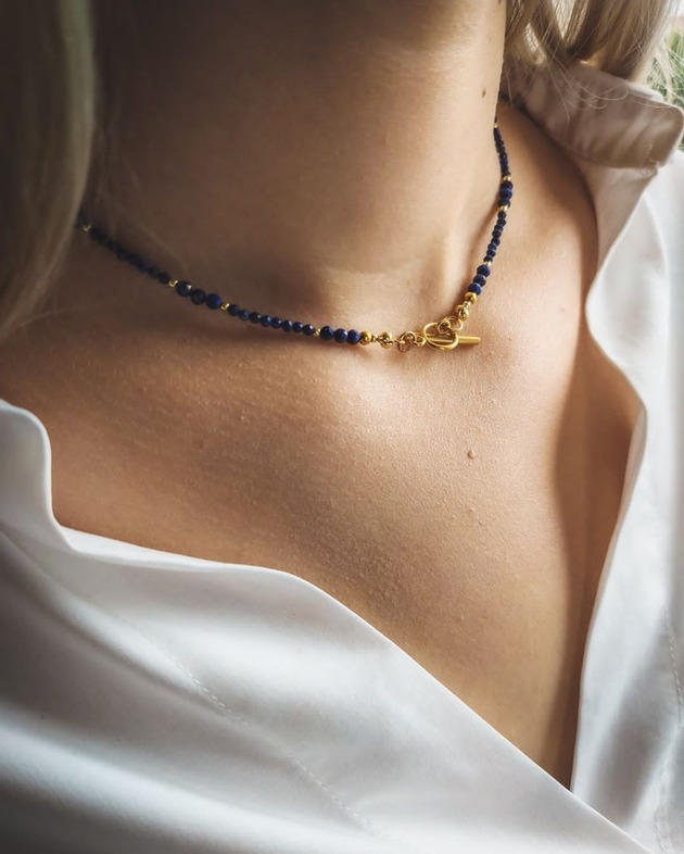 chokery Naszyjnik z kamieni lapis lazuli