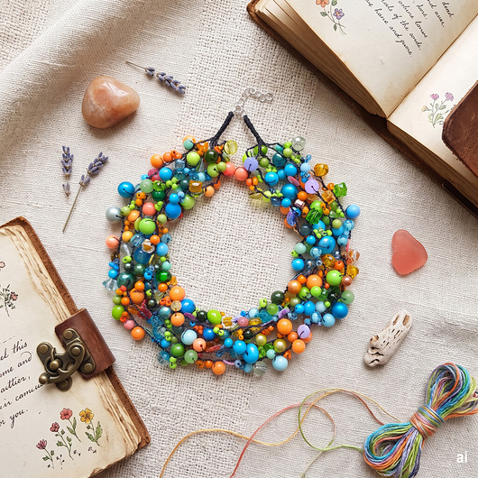 kolie Eksplozja Kolorów: Szydełkowy Naszyjnik Boho Statement - 7229
