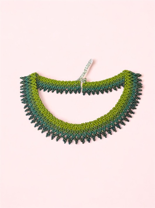 kolie Kolia koralikowa zielony gradient  ręcznie robiona biżuteria handmade