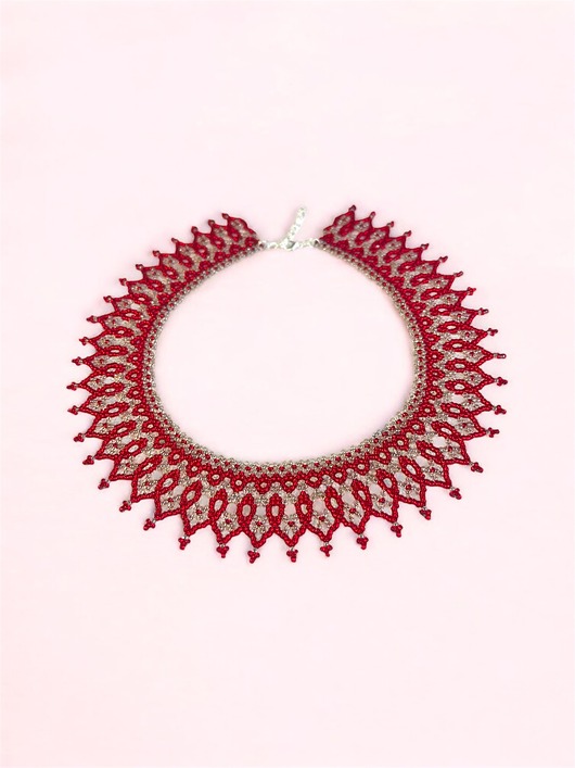 korale Łemkowska krywulka, naszyjnik koralikowy, kolia handmade, kołnierzyk