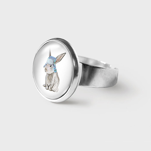 pierścionek z żywicy Pierścionek - Zając
