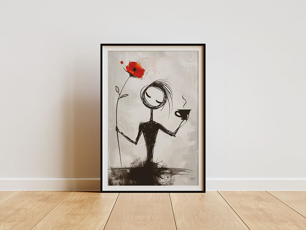 plakaty Plakat - A coffecup and a flower