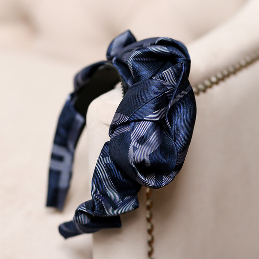 Jedwabna opaska do włosów w kratę Annabell KOSA Accessories