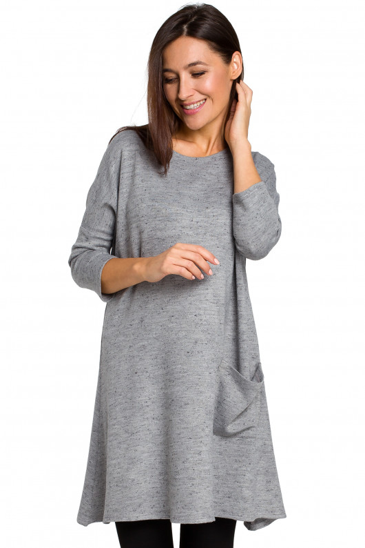 tuniki damskie Tunika swetrowa o luźnym kroju - szara (S-151)