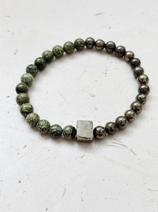 biżuteria męska Bransoletka Męska Piryt i Serpentynit