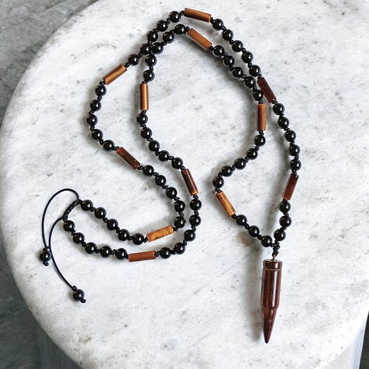 biżuteria męska UNIKAT : bullet : naszyjnik męski : TYGRYSIE oko, onyks