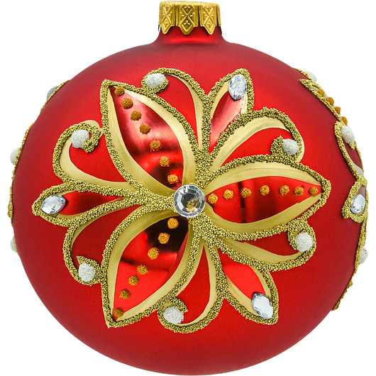 ozdoby choinkowe Bombki okrągłe czerwone: Złoty kwiat