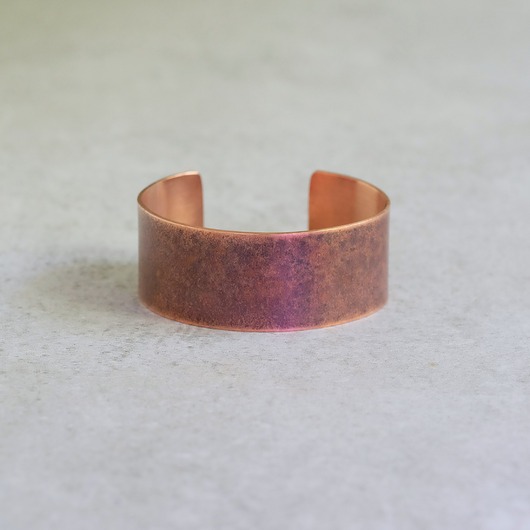 bransoletki - inne Bransoletka miedziana ze żłobieniami patynowana 17,7x2,6 cm