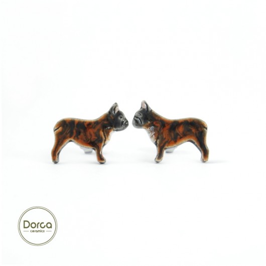 Buldog francuski mini- ceramiczne kolczyki Dorca
