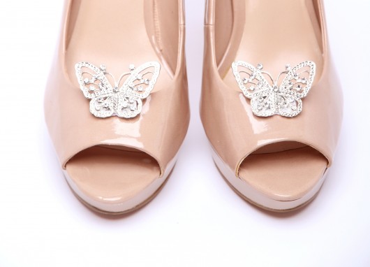 klipsy do butów - srebrne motyle Butterfly HowDoILook