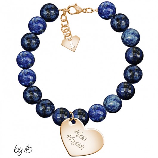 Bransoletka Royal -Lapis Lazuli zawieszka grawer by ilo