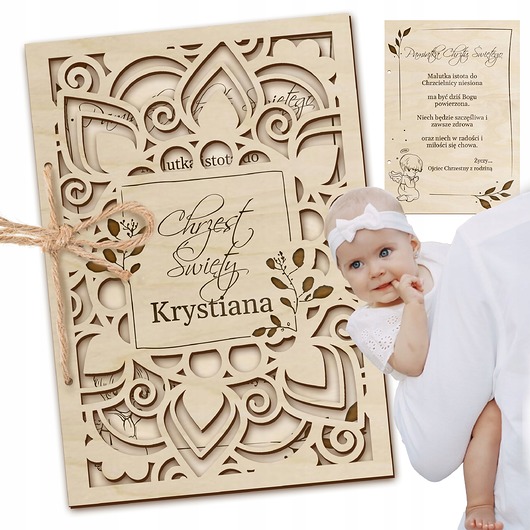 kartki scrapbooking Kartka na Chrzest Święty PERSONALIZOWANA dla dziewczynki chłopca Prezent