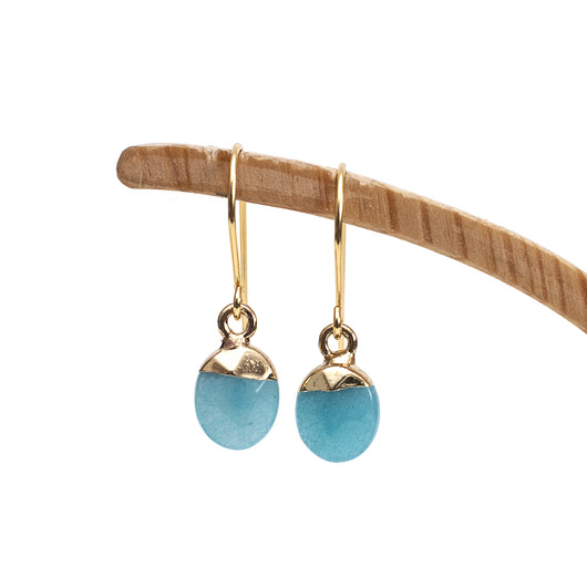 kolczyki pozłacane Kolczyki Turquesa z Jadeitem w złoconej oprawie.