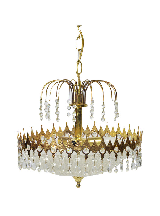 lampy wiszące Żyrandol z kryształkami, Niemcy, lata 70