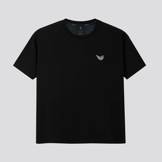 t-shirty męskie Koszulka męska 6xl  czarna z haftem FOKA - Duży rozmiar 170cm obwodu