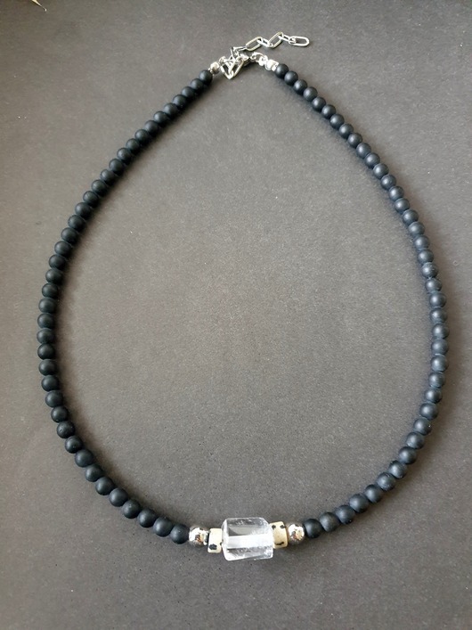 chokery Naszyjnik choker ROOTS czarny turmalin, kryształ górski, jaspis dalmatyński