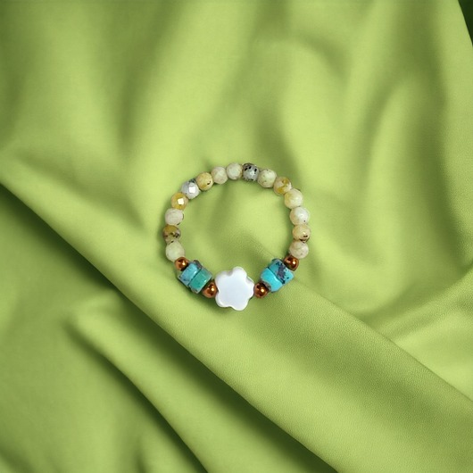 pierścionki elastyczne Pierścionek : summer : turkus, muszla