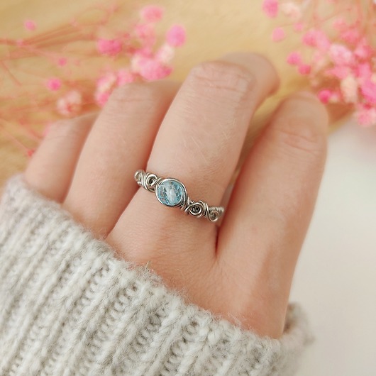 pierścionki srebrne Pierścionek Topaz regulowany stal chirurgiczna handmade