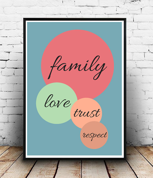 plakat A3 family love trust respect MUKI design