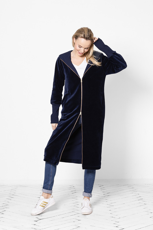 płaszcze damskie Płaszcz Welurowy GLAM SOFT Granatowy