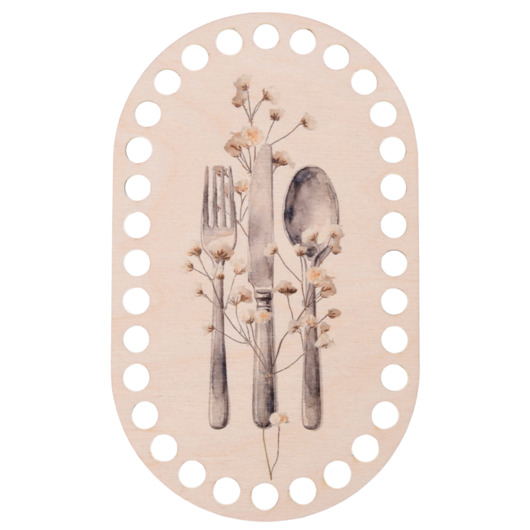 makramy Podstawa Drewniana Owalna 20x12cm do Koszyczka na Sztućce Baza Dno Szydełko