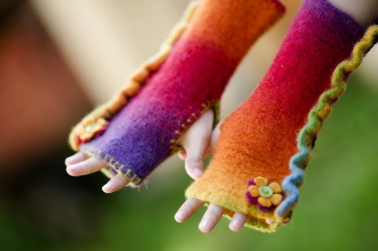 Rękawiczki  filcowe &quot; Rainbow flower &quot; HERBE DESIGN