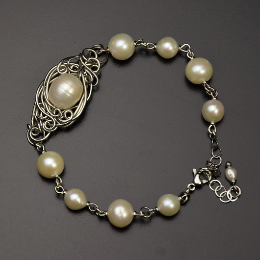 bransoletki wire wrapping Bransoletka z pereł, wire wrapping, perły