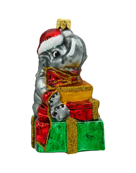 ozdoby choinkowe Bombka choinkowa: Słoń z prezentami: szary