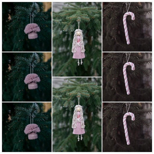 ozdoby choinkowe 8 dekoracji na choinkę Biało fioletowe / Dostępne od ręki