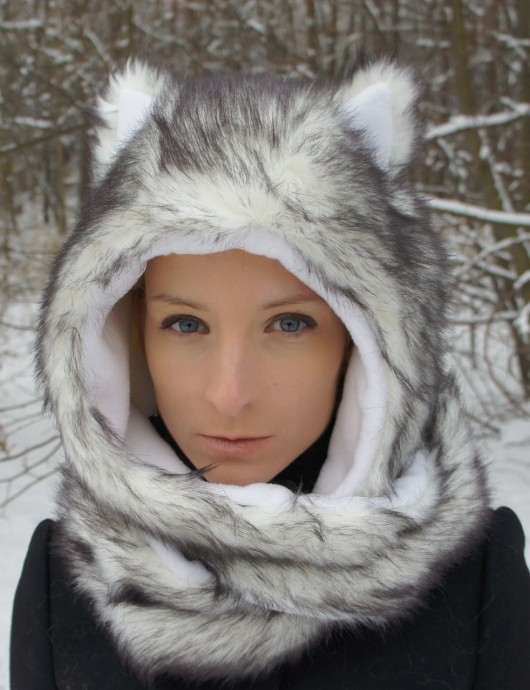 Whitewoof Luna czapka kaptur wilk futro polar WhiteWoof