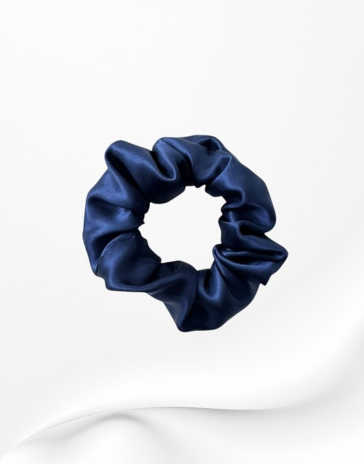 gumki do włosów Jedwabna scrunchie gumka frotka midi granatowa