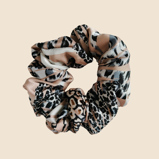 gumki do włosów Satynowa gumka satynowa scrunchie owijka frotka pustynna pantera MIDI