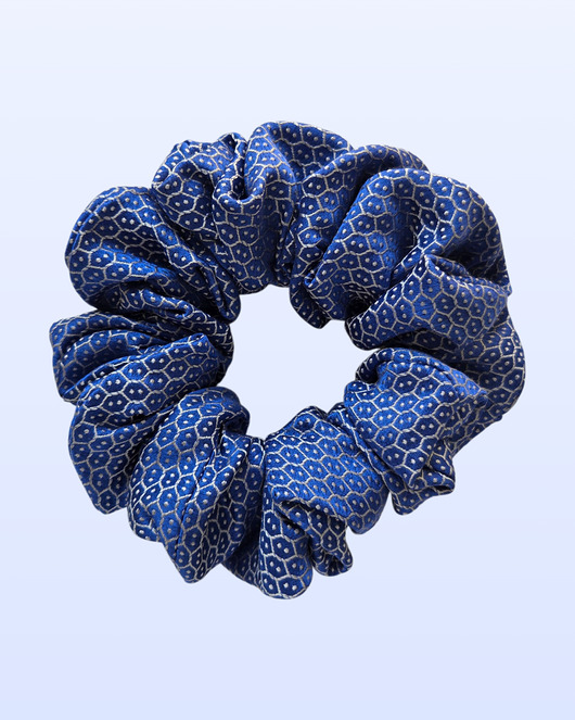 gumki do włosów Scrunchie MIDI chabrowa we wzory