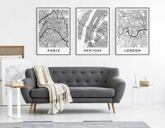 grafiki i ilustracje Zestaw 3 map - miasta