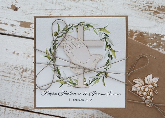 kartki scrapbooking Kartka dla księdza na rocznicę święceń, święcenia kapłańskie
