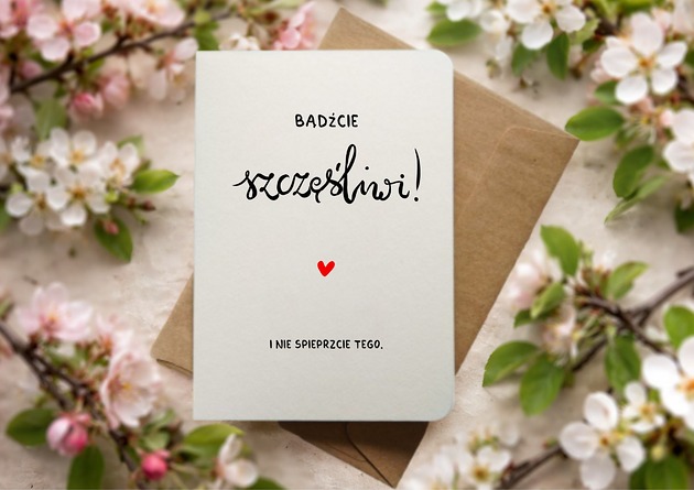 kartki okolicznościowe - wydruki Zabawna kartka ślubna - Bądźcie szczęśliwi i nie spieprzcie tego