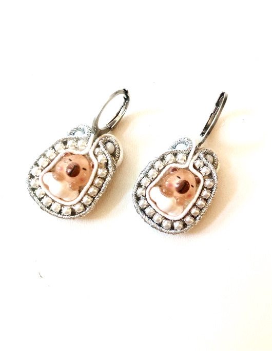 kolczyki soutache Sutaszowe kolczyki CAPIBARA