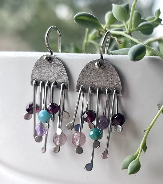 kolczyki srebrne Kolczyki srebrne Niebiesko zielone na zamówienie